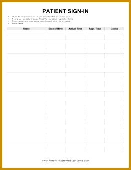 Dr fice Sign In Sheet Template by Printable Patient Sign In With Arrival Information 338261