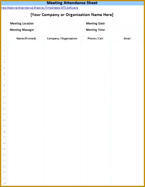 Meeting Attendance Form 631490