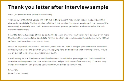 Appreciation letter after interview 399260