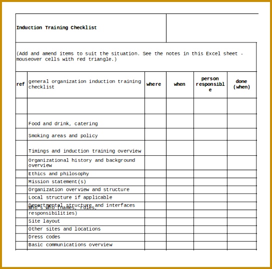 Training Checklist Template 14 Free Word Excel PDF Documents 2efjf Induction Training Checklist Excel Format Template Download 539544