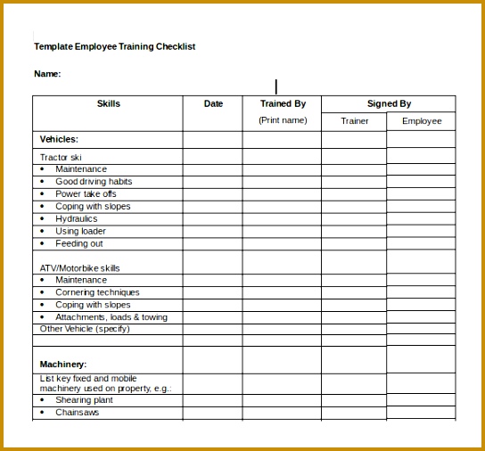 Training Checklist Template 14 Free Word Excel PDF Documents ehjjj Employee Training Checklist DOC Format Template Download 506544