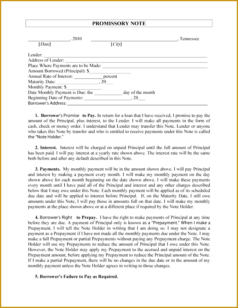 Printable promissory note template 27 8371083