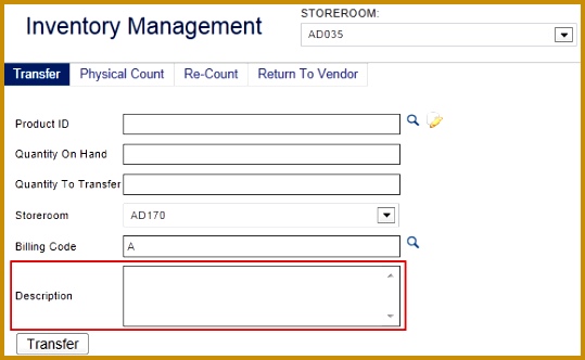 Transfer Button ce you have appropriately filled out the transfer form click the Transfer button to finalize the transfer of the inventory item 332539
