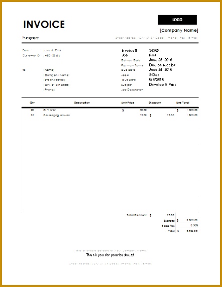 Tuition Invoice Template graphy Invoice Template For Excel Excel Invoice Templates Templates 571442
