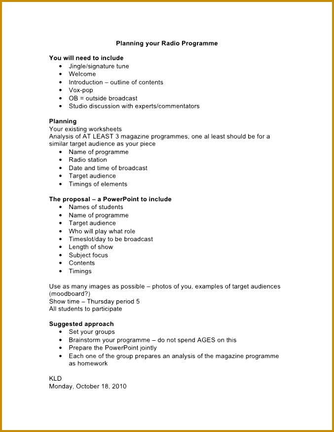Planning your radio programme gguPk Planning your Radio Programme You will need to include • Jingle signature tune • Wel e 876677