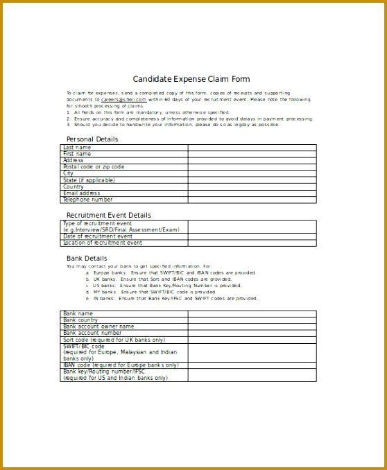 27 Sample Claim Forms In Word 678558