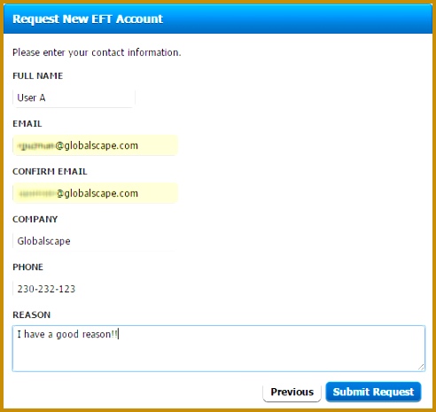 plete the form then click Submit Request A success message appears An email is sent to the requestor as a confirmation of the submission 465492