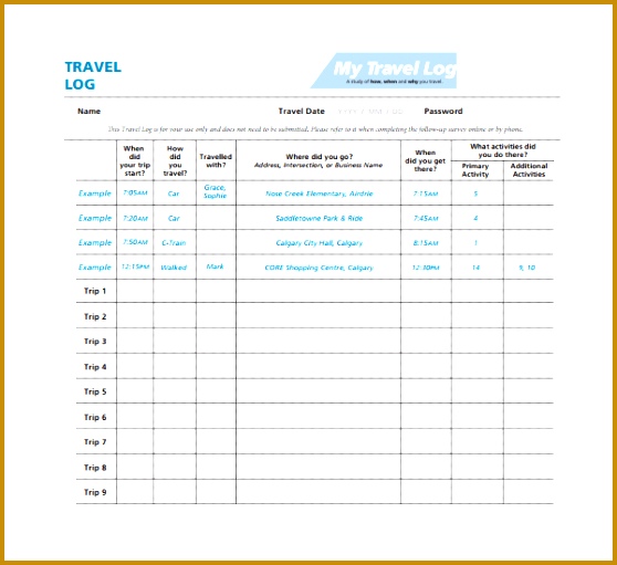 Vacation Travel Log Template 511558