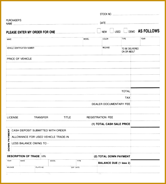 Vehicle Purchase Order PDF Template 604544