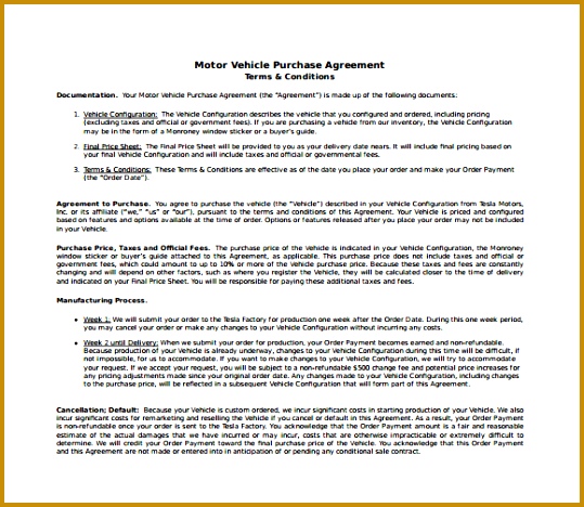 Motor Vehicle Purchase Agreement PDF 468539