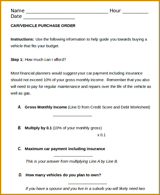 Car Purchase Order 558678