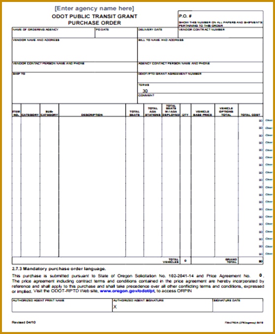 Vehicle Purchase Order Form Free 678558
