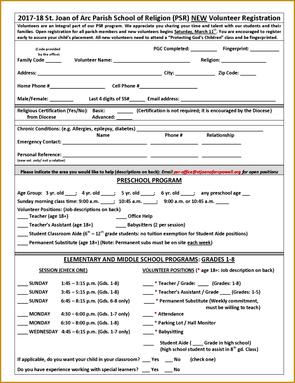 volunteer form template registration forms template free basic services contract progress 1261974