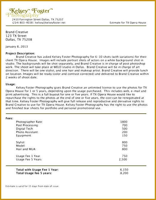 grapher Kelsey Foster tells us how to write a photography proposal These tips will help you create an estimate for a potential client 669524