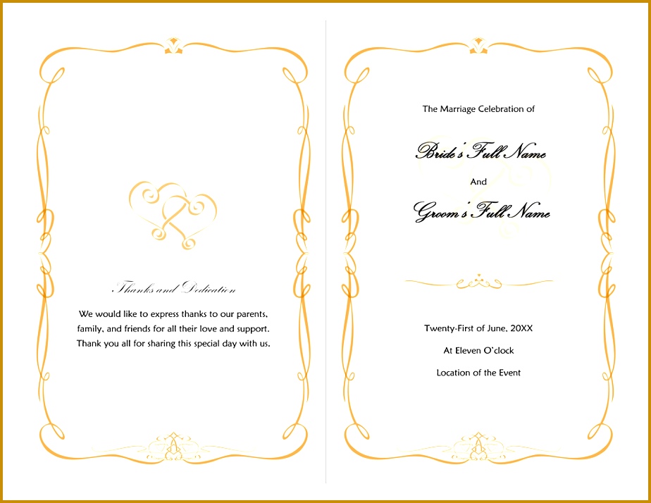 Wedding program Heart Scroll design 924714