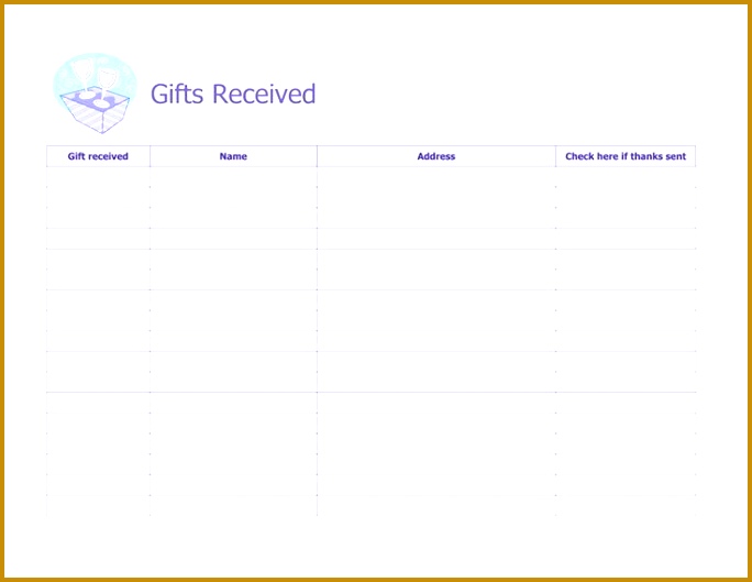 Record of ts received Microsoft fice Template WEDDING PRINTABLES Pinterest 529684
