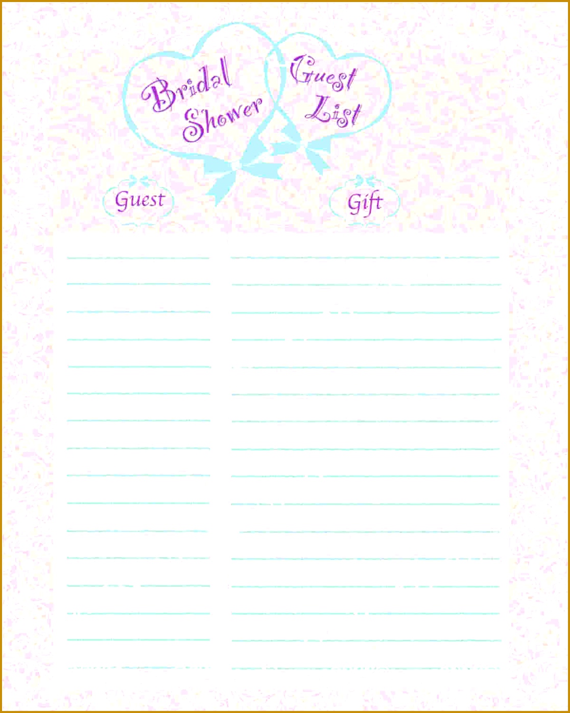 Bridal Shower Guest & Gift List English Tea by MilestoneTreasures 13961116