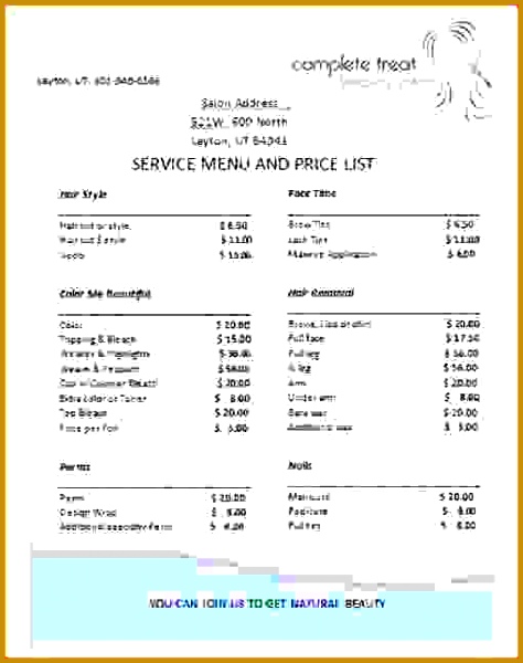 Price List Template Service Wholesale Price List Template 474600