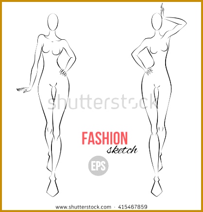 Illustration of women s figure for designers of clothes Outline girl model template for fashion sketching 437418