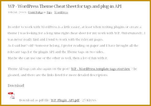 Ultimate WordPress Cheat Sheet to Enhance Blog Skills vsxah WP WordPress Theme Cheat Sheet for tags and plug in API 345492