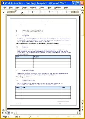 1 Page MS Word Work Instructions Template Inside pages of … 391279