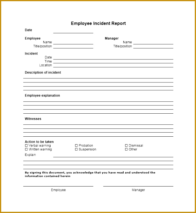 60 Incident Report Template [employee Police Generic 674731