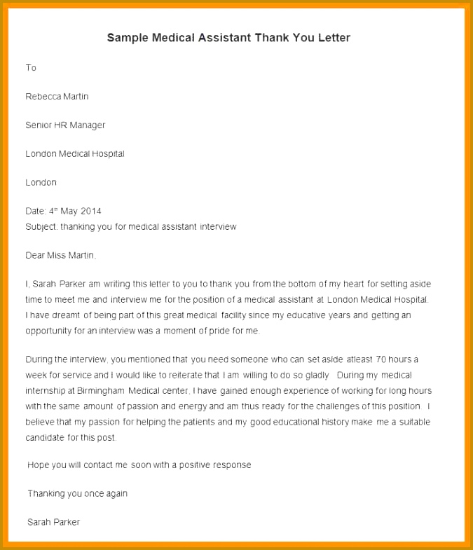 write an formal letter to the chairman Sample Medical Assistant Thank You Letter Template 785675