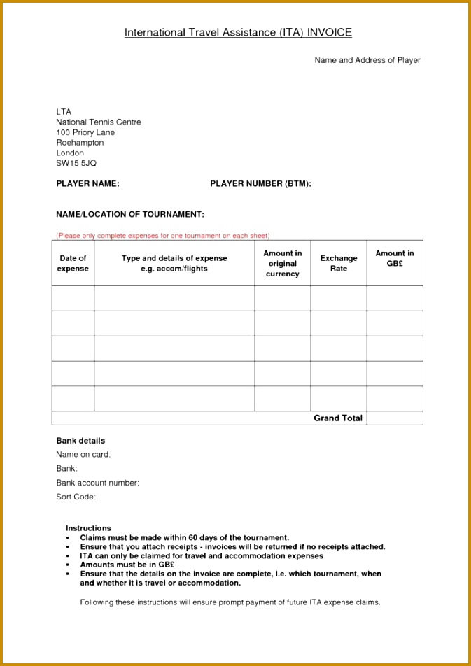 Travel Bill Template and Travel Invoice Template Invoice Template Ideas 673952