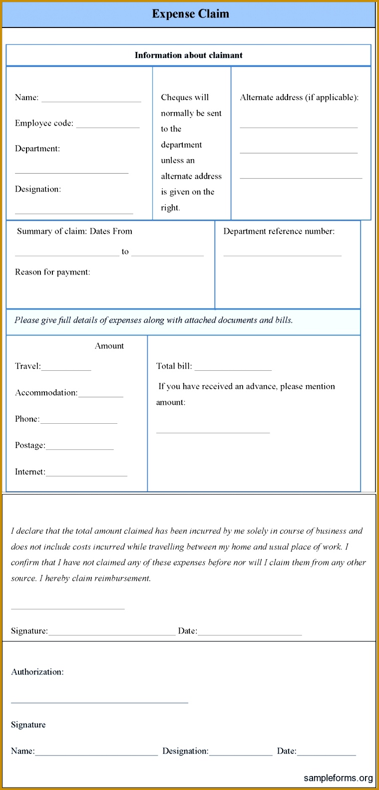 sample expense claim form excel sample medical expense reimbursement form sample expense reimbursement form sample travel 1579759