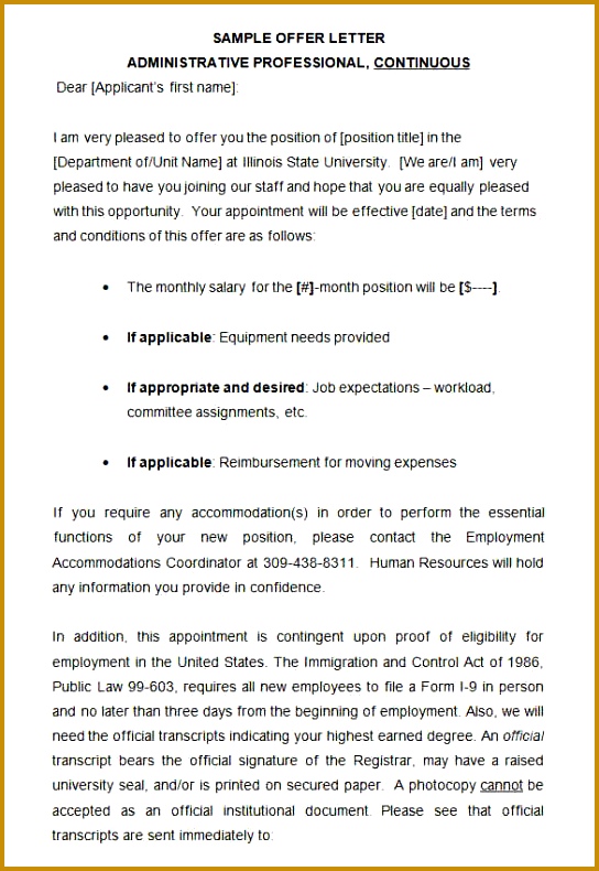 Sample fer Letter Administrative Professional 790544