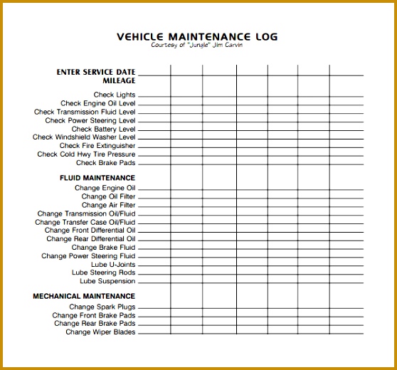 Car Maintenance Log Template 520558