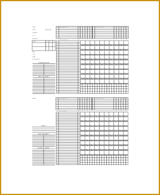 Blank Baseball Scorecard Template 678558