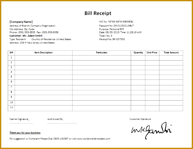 Bill receipt Templates 1641 620480