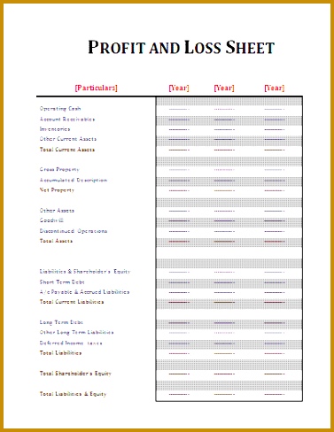 Home · Business Template · Premium Blank Profit And Loss Statement Template 488377