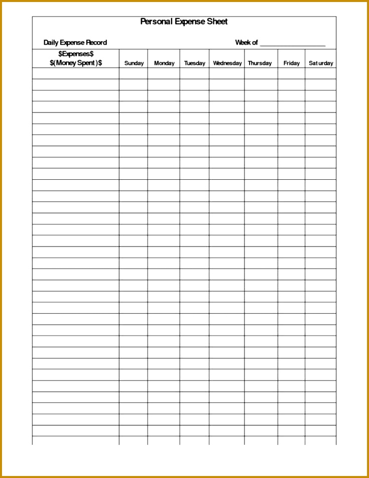 Business Expense Sheet Template Free Expenses Template Monthly in List Monthly Expenses Template 735952