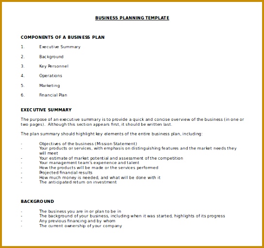 Downloadable Free Business Plan Template in Doc 511544