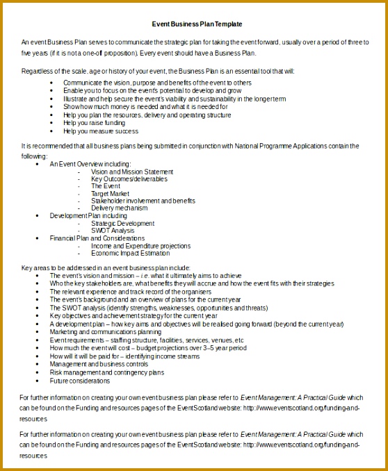 Event Business Plan Template Word 678558