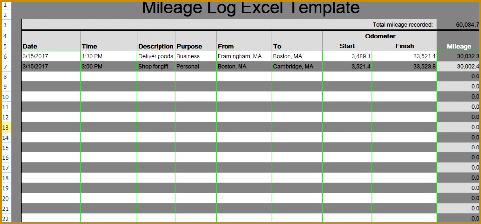 Car Mileage Log Excel Template is a useful document for noting down sequence of various statistics necessary for both car maintenance and expensive 451968