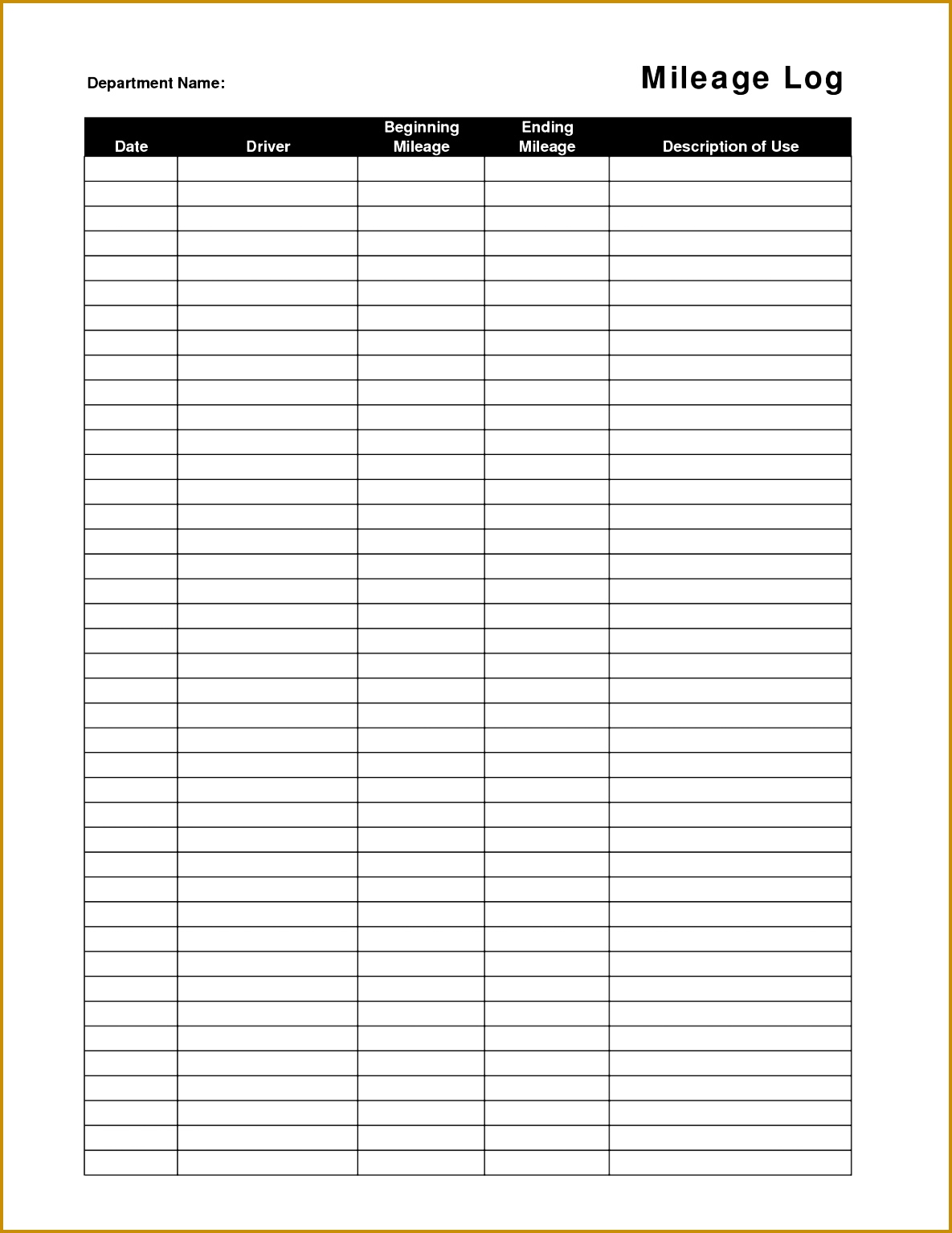 Printable Mileage Log Sheet Template 15341185