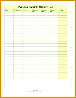 personal vehicle mileage log left this personal vehicle mileage log … 324251