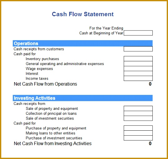 Cash Flow Statement Template Excel 511539