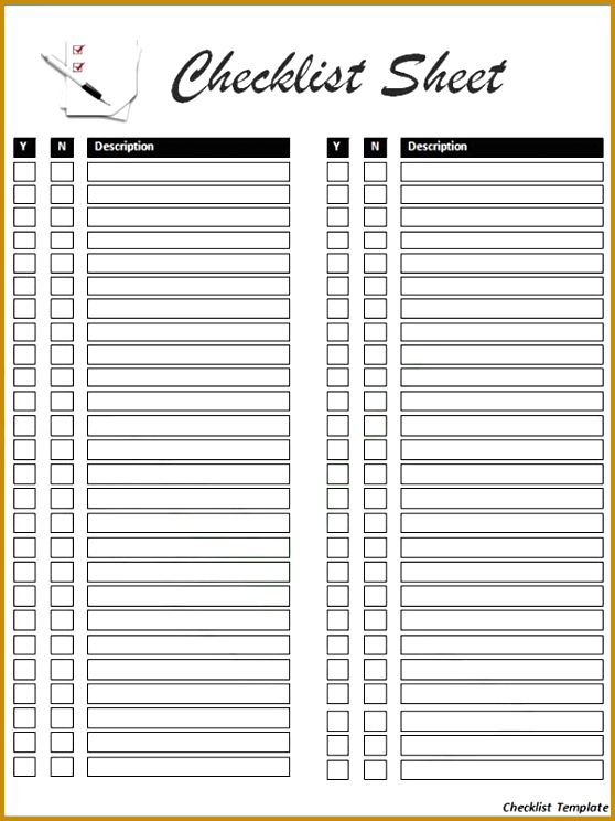 checklist template 744558