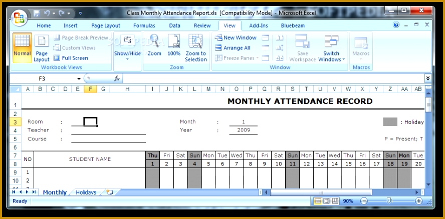 Class Monthly Attendance Report 1 438888