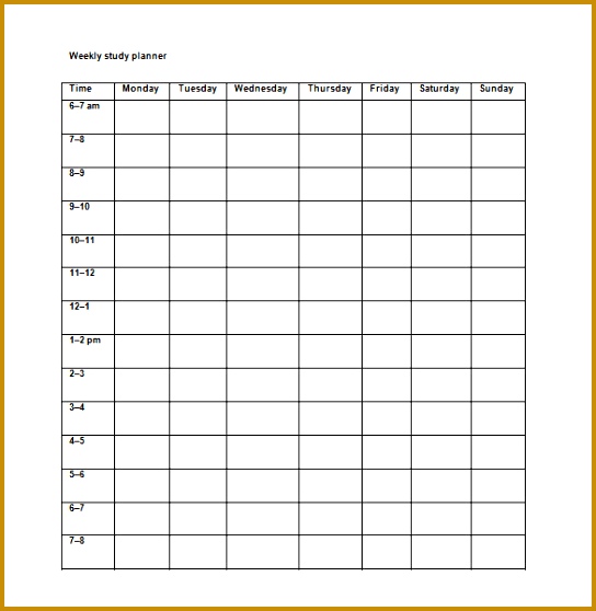 Study Schedule Template – 7 Free Word Excel Pdf Format Download 558544