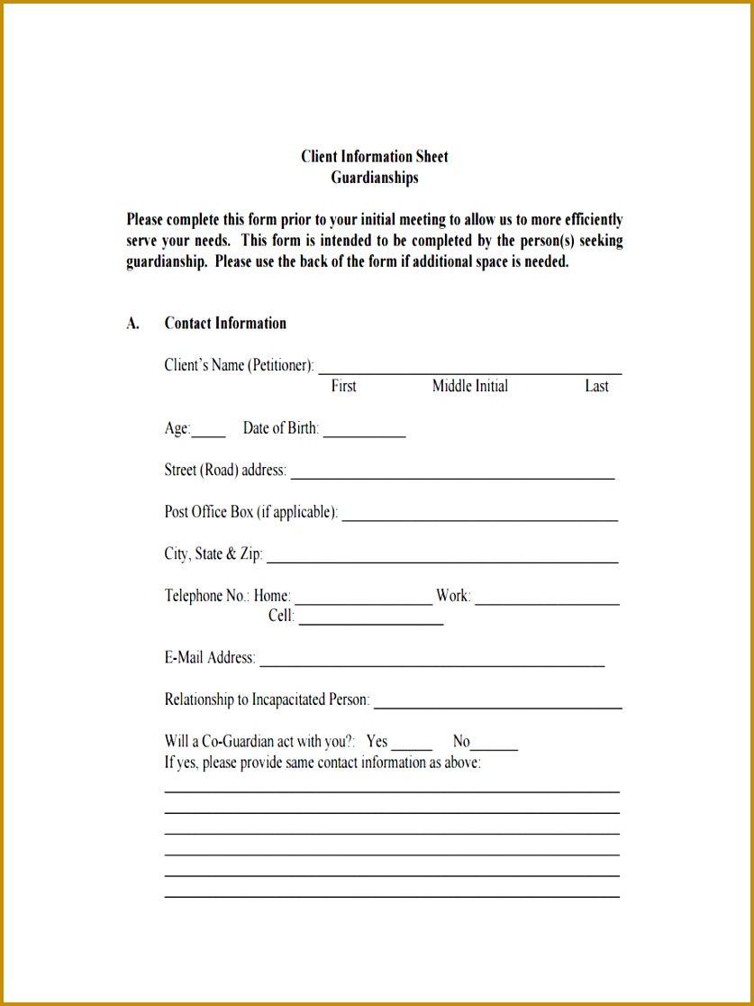 Sheet for Guardianship Client Information 1116837