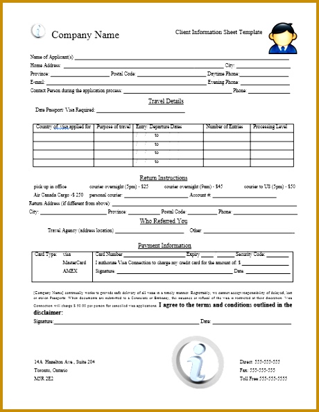 Client Information Sheet Template 594460