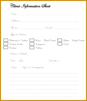 graphy Client Information Sheet Template 418362