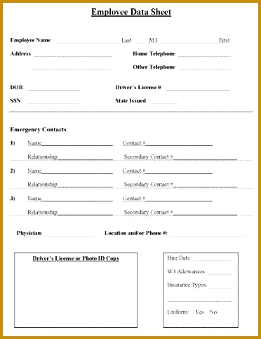 Employee Contact Information Form Template 483372