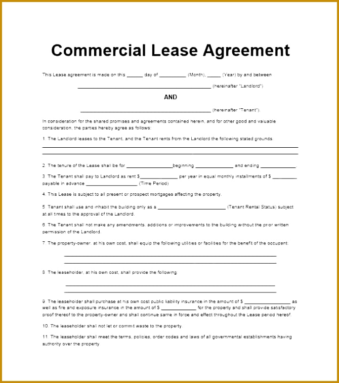 mercial Lease Agreement Template 04 670757