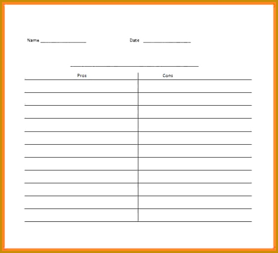 blank parison chart template Blank T Chart Word Template Free Download 512562